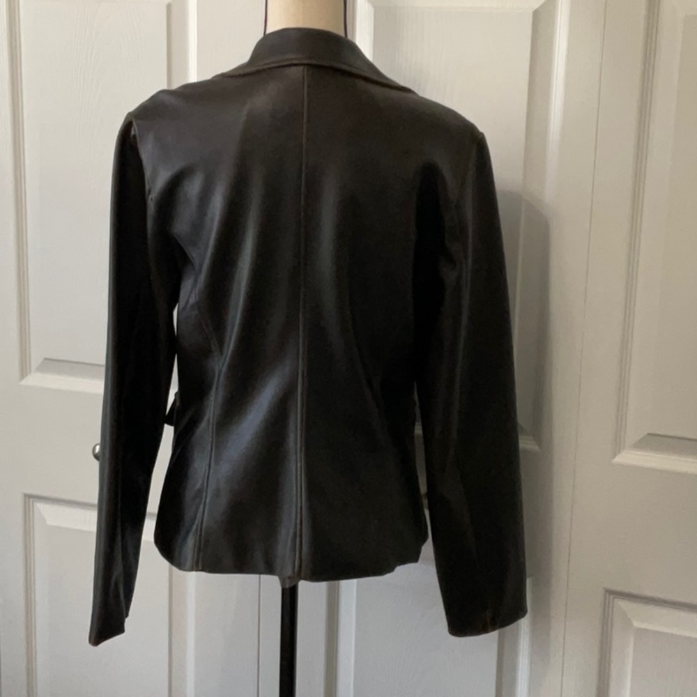 Rampage Dark Brown Faux Leather Blazer Jacket, Worn look, Large - Picture 3 of 9